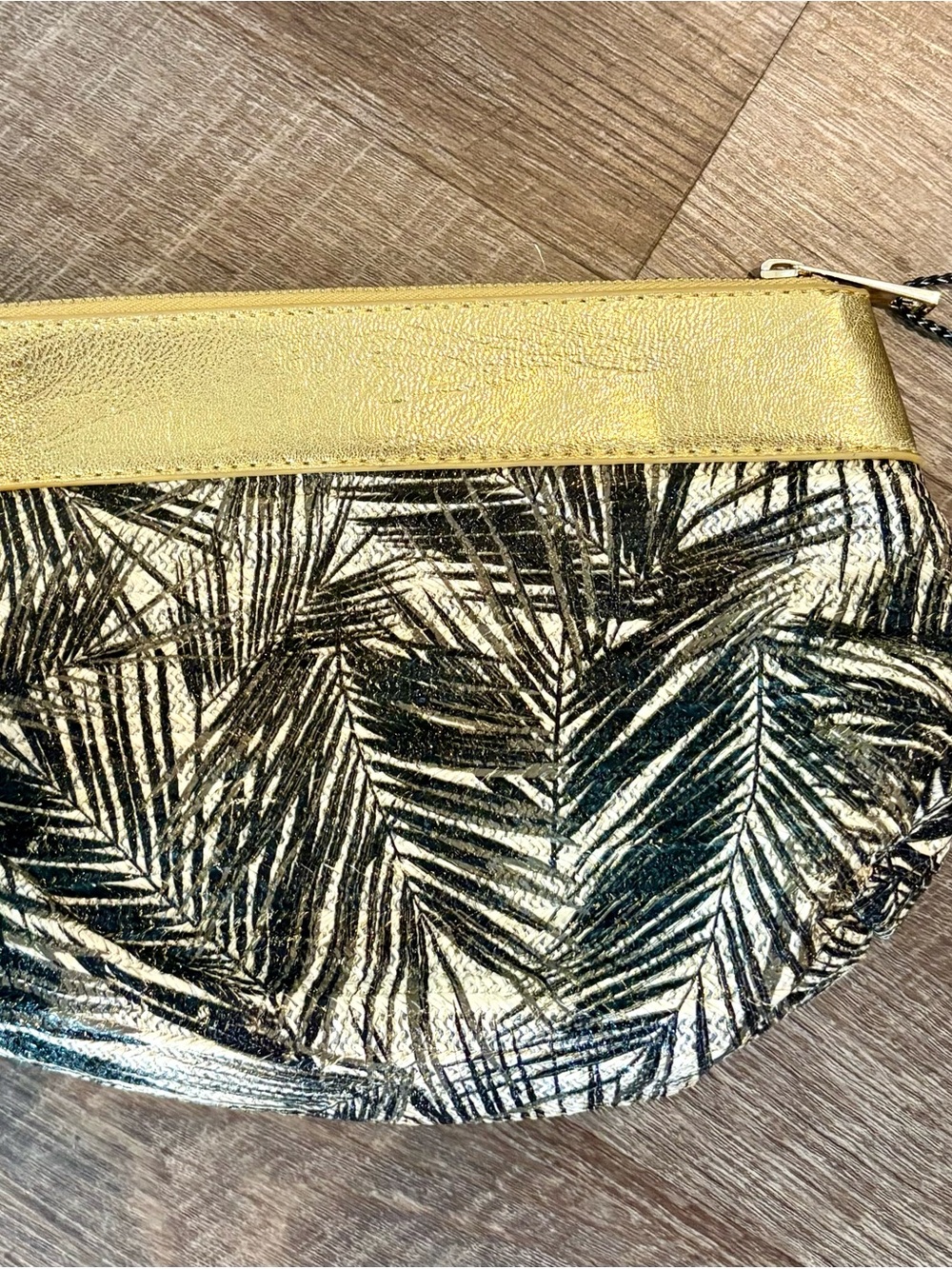Gold Palm-Print Women’s Clutch bag or cosmetic makeup pouch